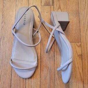 Torrid Nude Strappy Block Heel Sandals 11W Open Toe